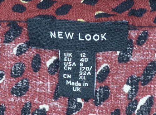New Look Women’s Red Animal Print Wrap Midi Skirt UK 12