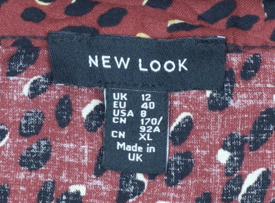 New Look Women’s Red Animal Print Wrap Midi Skirt UK 12