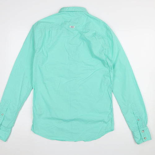 Superdry Men's Green Long Sleeve Button-Up Cotton Shirt Size S