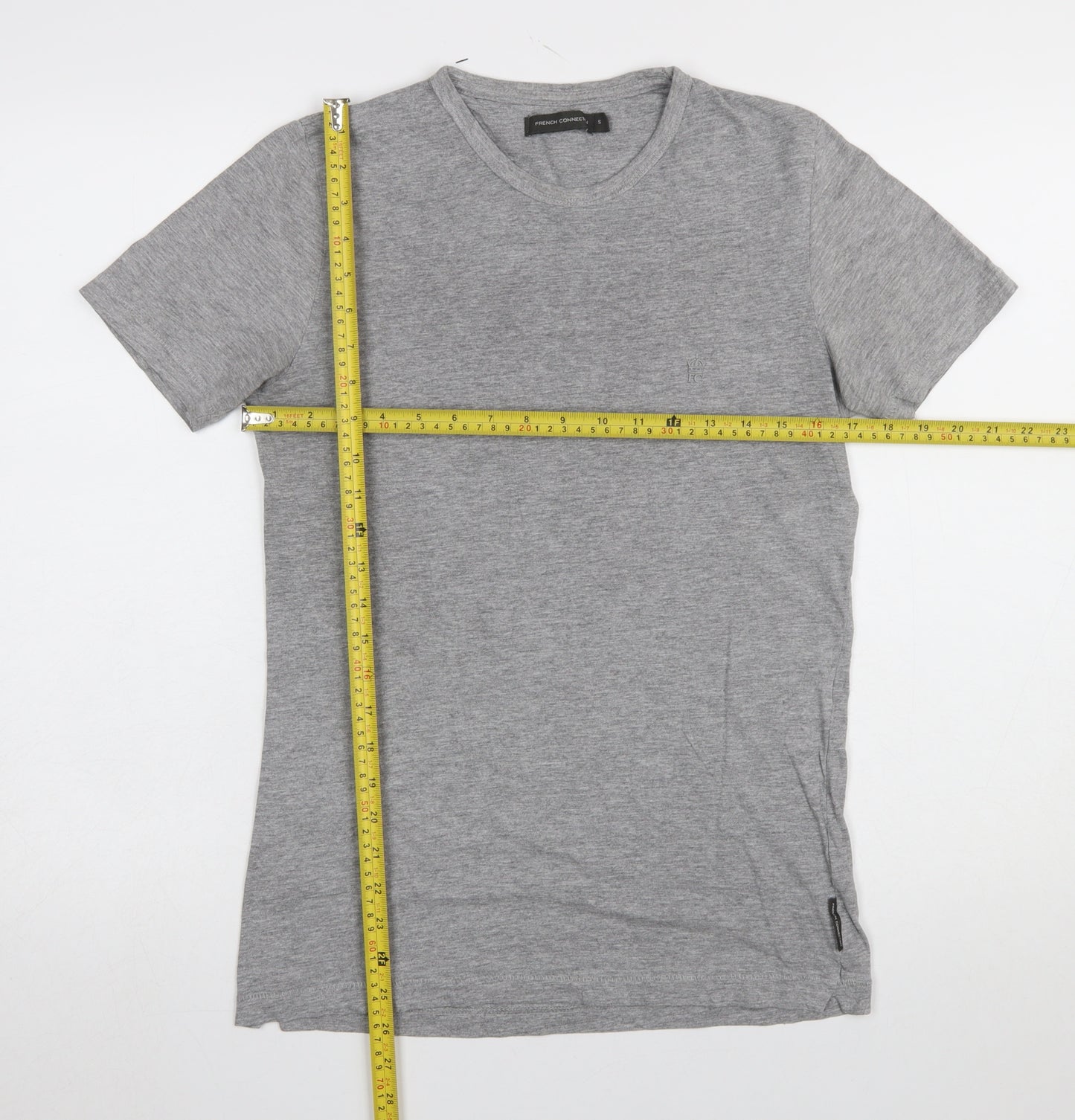 French Connection Men's Grey Slim Fit Crew Neck Short Sleeve T-Shirt S