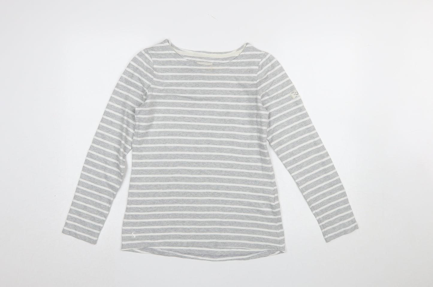 Joules Women Grey Striped Long Sleeve Nautical Cotton T-Shirt UK 6