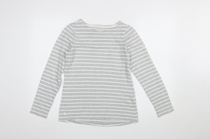 Joules Women Grey Striped Long Sleeve Nautical Cotton T-Shirt UK 6