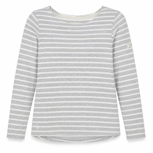 Joules Women Grey Striped Long Sleeve Nautical Cotton T-Shirt UK 6