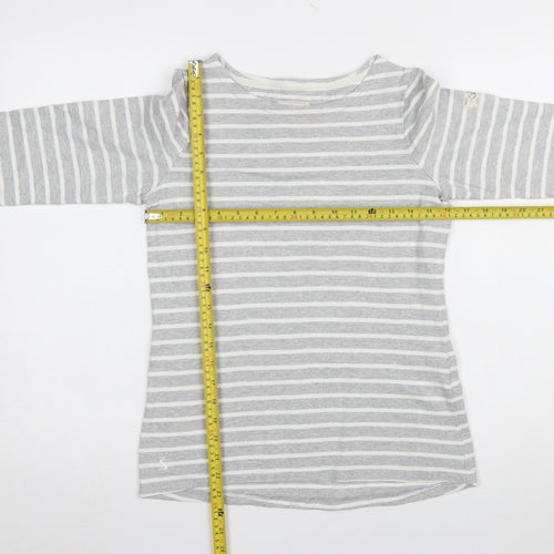 Joules Women Grey Striped Long Sleeve Nautical Cotton T-Shirt UK 6