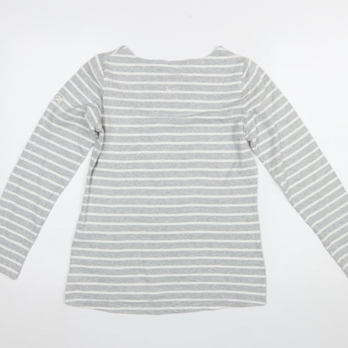 Joules Women Grey Striped Long Sleeve Nautical Cotton T-Shirt UK 6