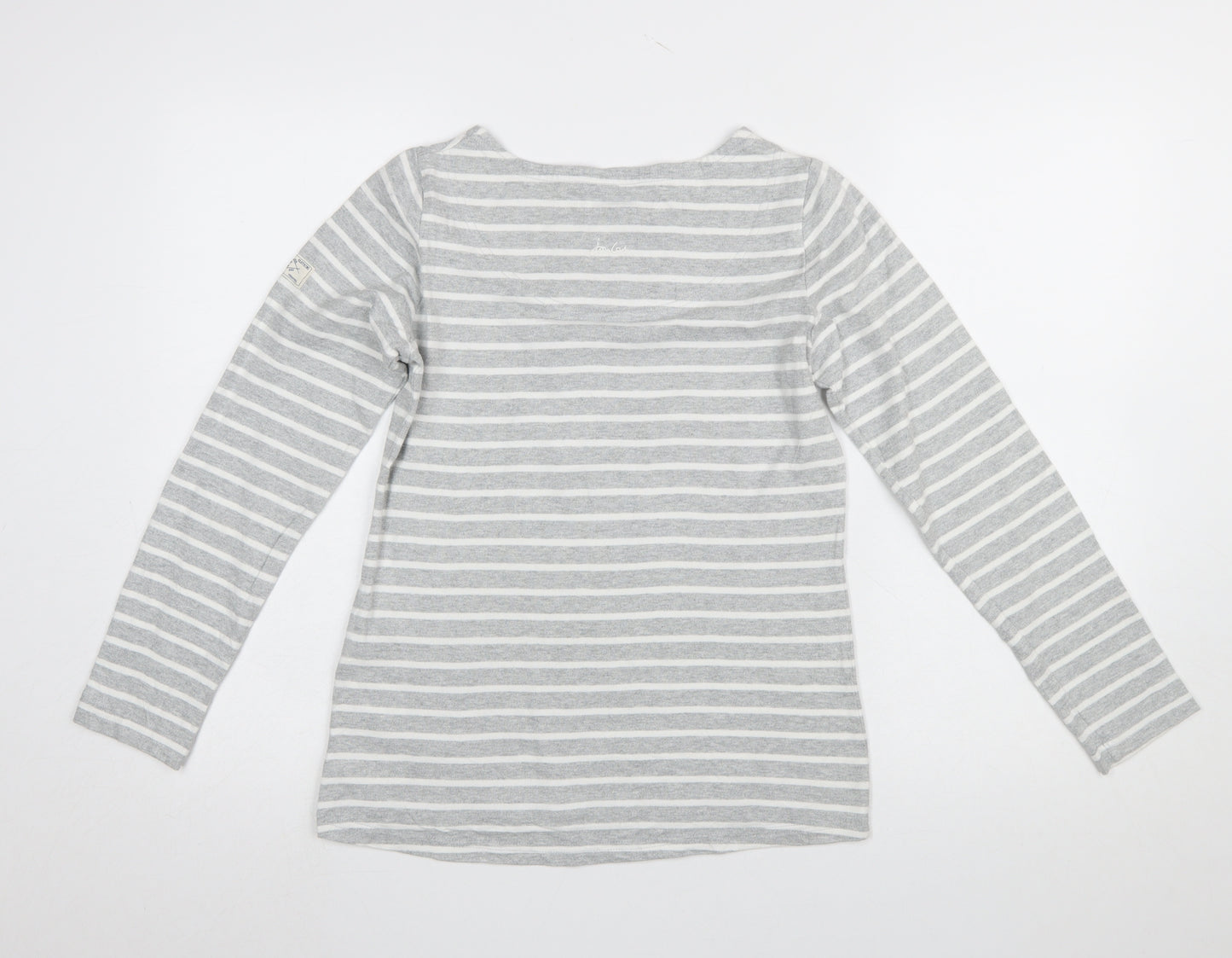Joules Women Grey Striped Long Sleeve Nautical Cotton T-Shirt UK 6