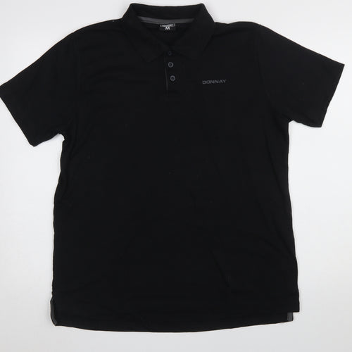 Donnay Men's Black Regular Fit Short Sleeve Polo Shirt M