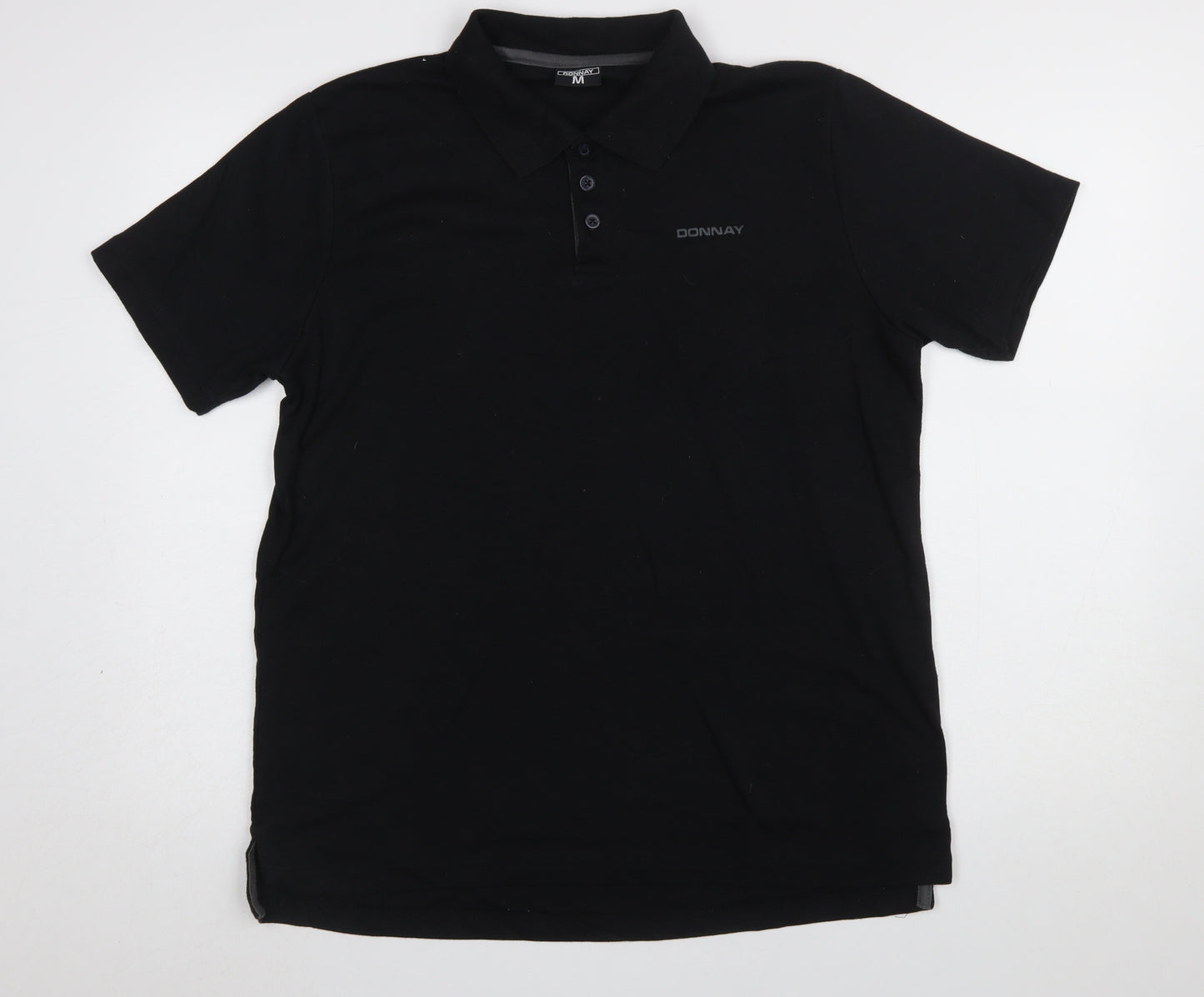 Donnay Men's Black Regular Fit Short Sleeve Polo Shirt M