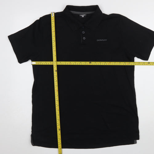 Donnay Men's Black Regular Fit Short Sleeve Polo Shirt M