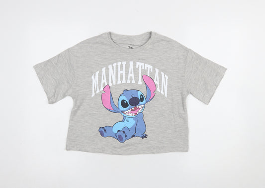 Marks and Spencer Girls Grey Stitch Cropped T-Shirt 9-10 Years