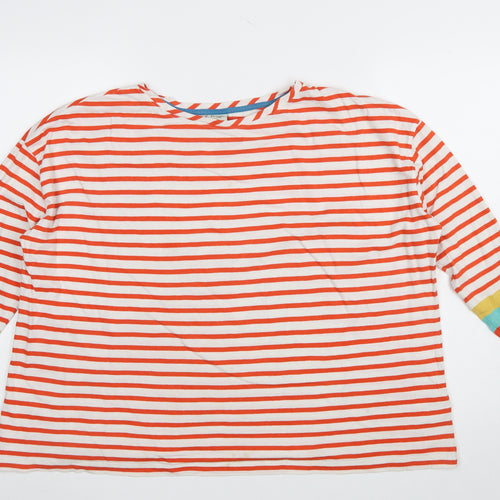 Frugi Womens Multicoloured Stripe Organic Cotton 3/4 Sleeve T-Shirt Size 8
