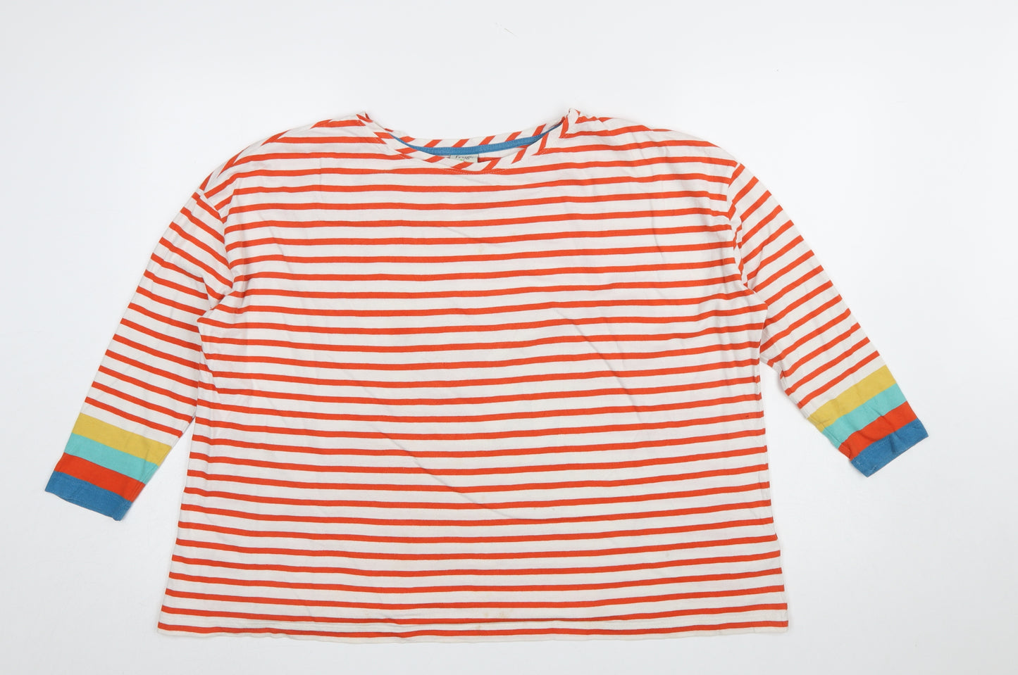 Frugi Womens Multicoloured Stripe Organic Cotton 3/4 Sleeve T-Shirt Size 8