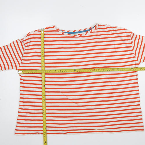 Frugi Womens Multicoloured Stripe Organic Cotton 3/4 Sleeve T-Shirt Size 8