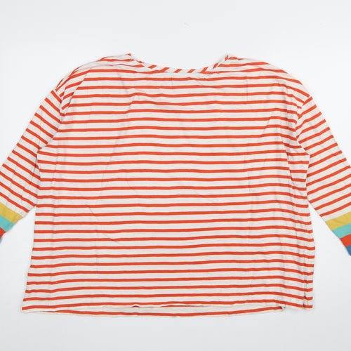 Frugi Womens Multicoloured Stripe Organic Cotton 3/4 Sleeve T-Shirt Size 8