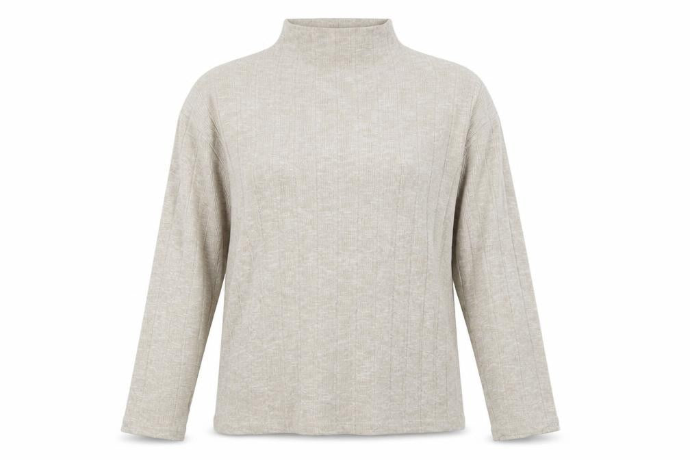Marks and Spencer Women’s Beige Mock Neck Knit Jumper Size 14
