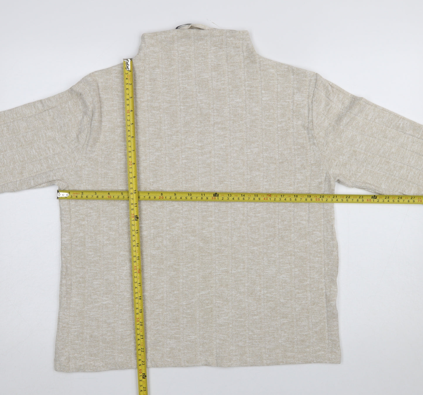 Marks and Spencer Women’s Beige Mock Neck Knit Jumper Size 14