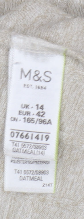 Marks and Spencer Women’s Beige Mock Neck Knit Jumper Size 14