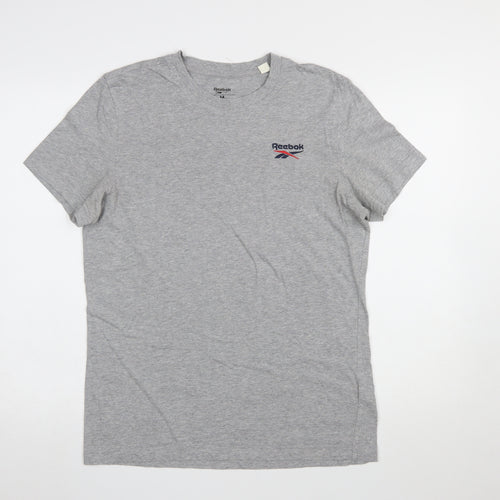 Reebok Men's Grey Crew Neck Short Sleeve Cotton T-Shirt M