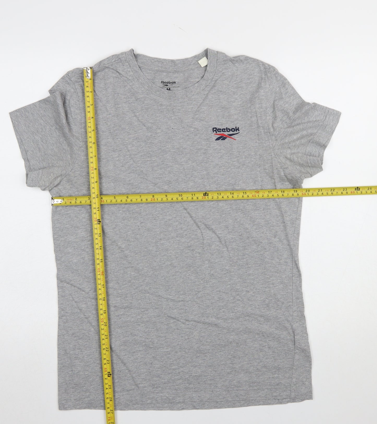 Reebok Men's Grey Crew Neck Short Sleeve Cotton T-Shirt M