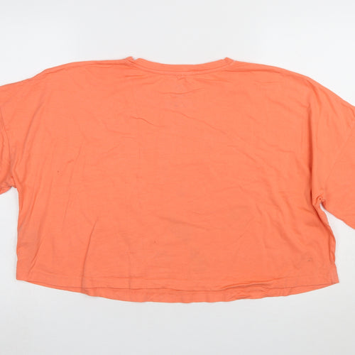 Disney Pluto Orange Cropped T-Shirt Primark Women L 100% Cotton