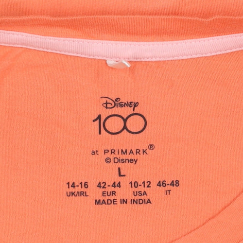 Disney Pluto Orange Cropped T-Shirt Primark Women L 100% Cotton