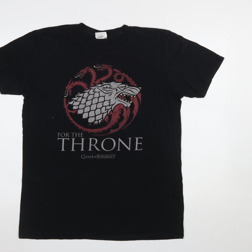Gildan Men's Black Game of Thrones Graphic Print T-Shirt Size L