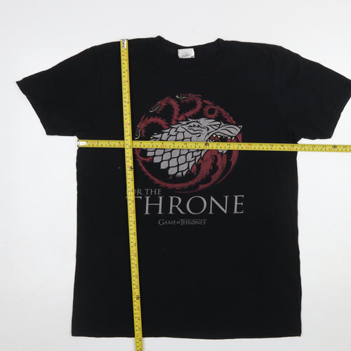 Gildan Men's Black Game of Thrones Graphic Print T-Shirt Size L