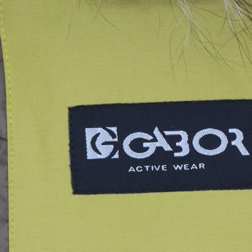 Gabor Active Wear Womens Yellow Faux Fur Trim Hooded Parka Coat M