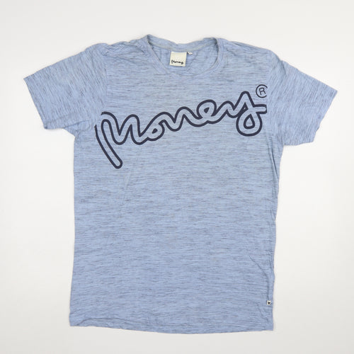 Money Men's Blue Cotton Graphic Logo T-Shirt Size M