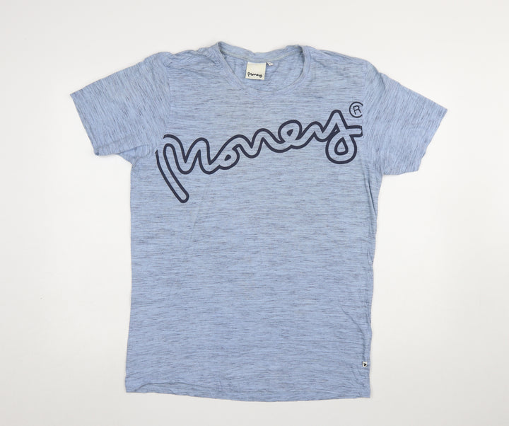 Money Men's Blue Cotton Graphic Logo T-Shirt Size M