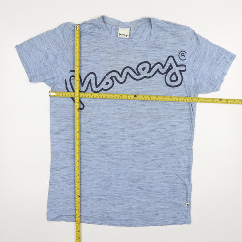 Money Men's Blue Cotton Graphic Logo T-Shirt Size M