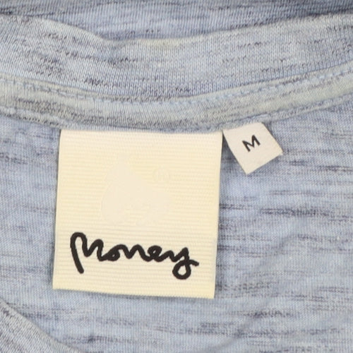 Money Men's Blue Cotton Graphic Logo T-Shirt Size M