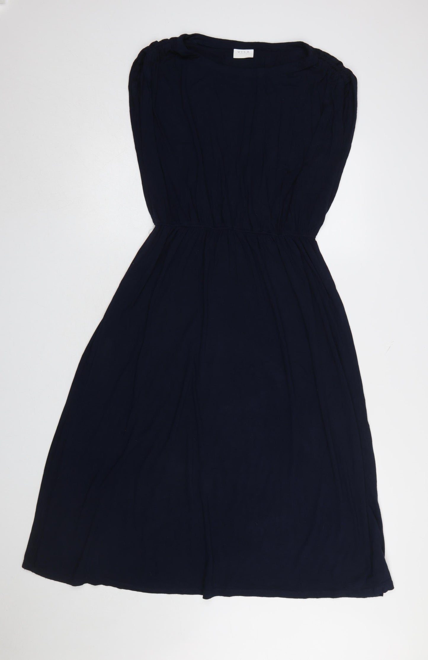 Vila Womens Blue Fit & Flare Sleeveless Knee Length Dress Size L