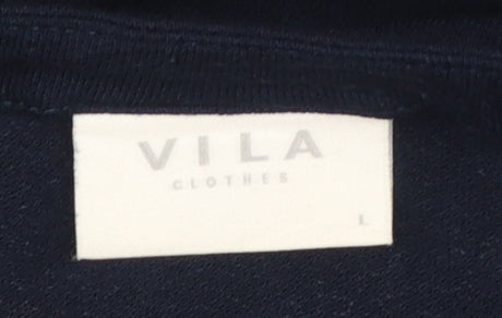 Vila Womens Blue Fit & Flare Sleeveless Knee Length Dress Size L