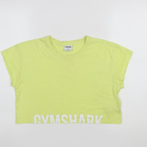 Gymshark Womens Yellow Cropped Cotton Training T-Shirt Size M