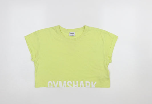 Gymshark Womens Yellow Cropped Cotton Training T-Shirt Size M