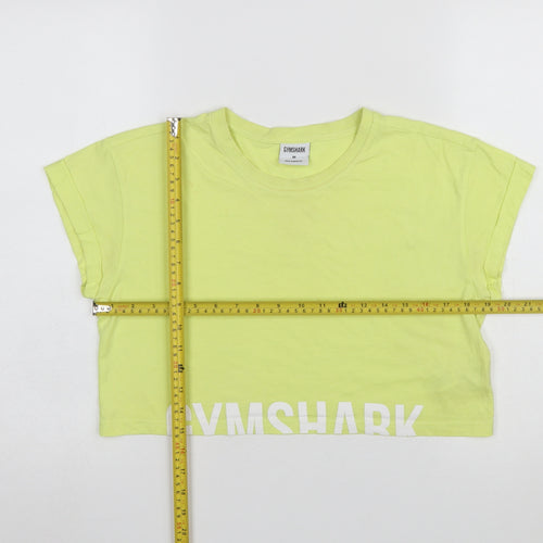 Gymshark Womens Yellow Cropped Cotton Training T-Shirt Size M