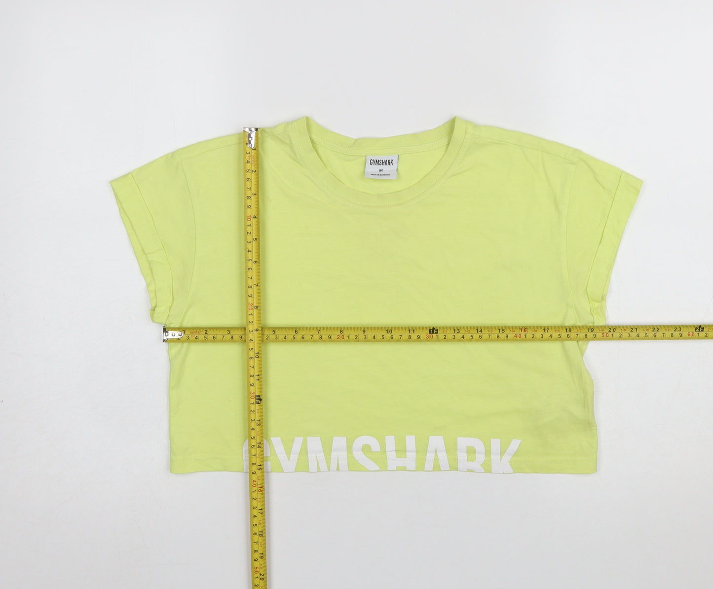 Gymshark Womens Yellow Cropped Cotton Training T-Shirt Size M