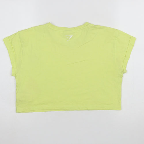 Gymshark Womens Yellow Cropped Cotton Training T-Shirt Size M
