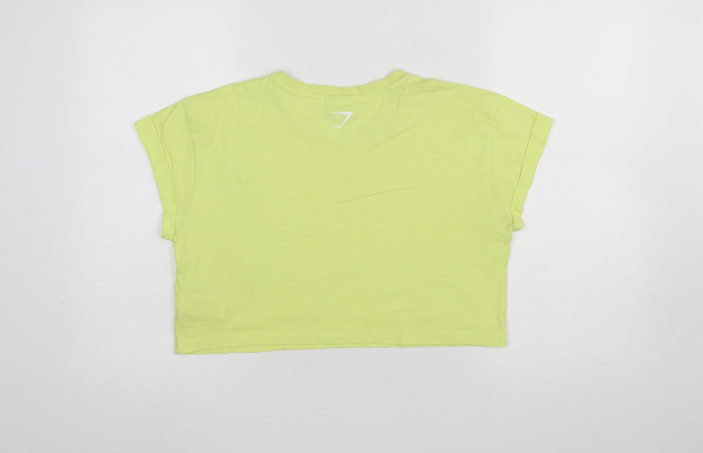Gymshark Womens Yellow Cropped Cotton Training T-Shirt Size M