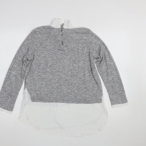 Red Herring Womens Grey Collared Layered Knit Blouse Size 12