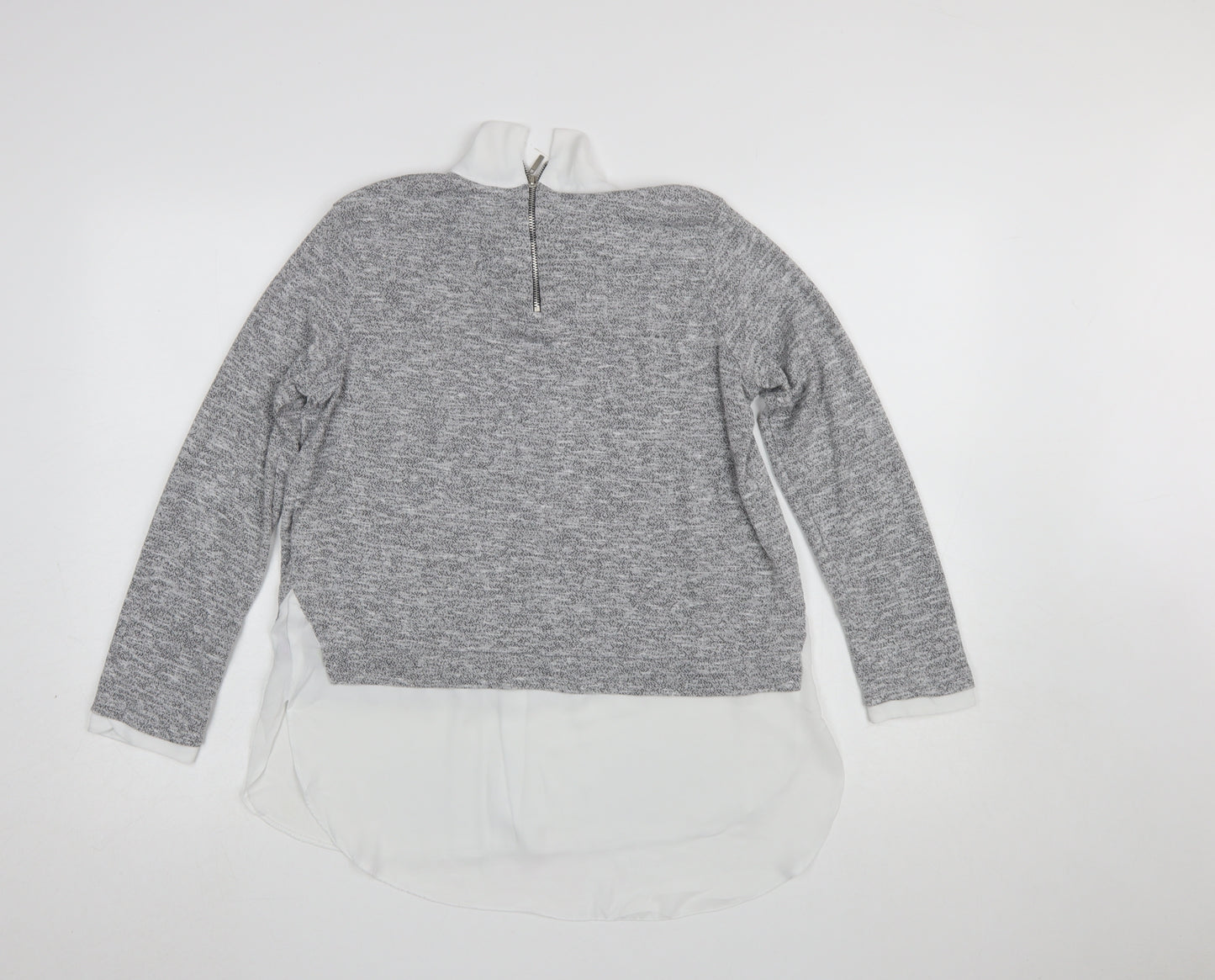 Red Herring Womens Grey Collared Layered Knit Blouse Size 12