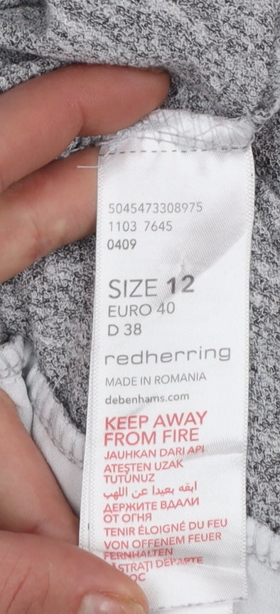 Red Herring Womens Grey Collared Layered Knit Blouse Size 12