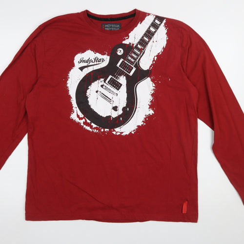 IndyStar by Joe Browns Men's Red XL Long Sleeve Rock Guitar T-Shirt