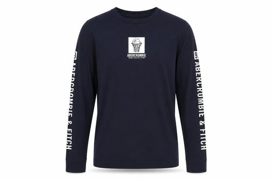 Front view of Abercrombie & Fitch Kids boys’ blue long sleeve graphic t-shirt 13-14 years