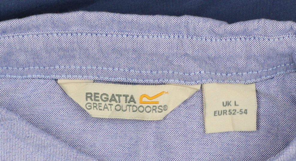 Regatta Men's Blue Cotton Polo Shirt L Short Sleeve Outdoor Casual