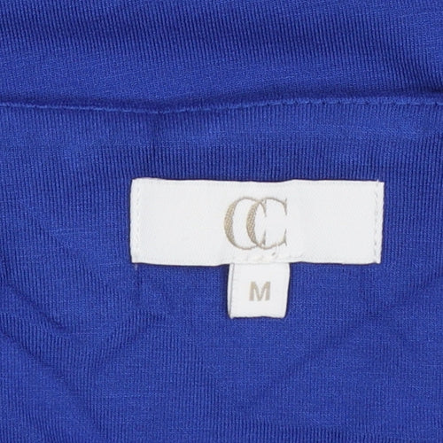 CC Women Blue Beaded V-Neck 3/4 Sleeve Stretch Jersey Top M