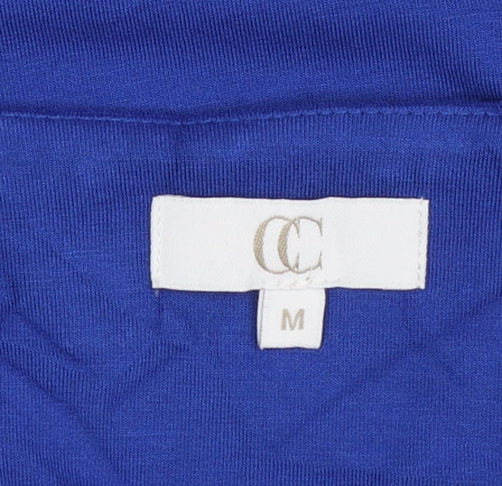 CC Women Blue Beaded V-Neck 3/4 Sleeve Stretch Jersey Top M