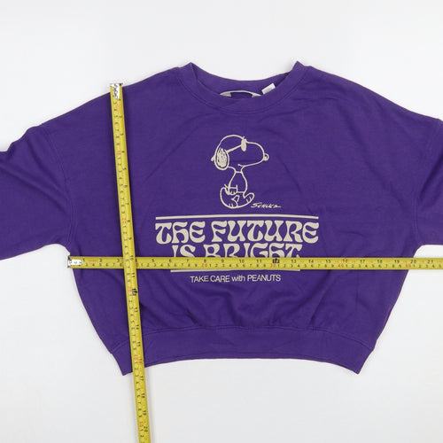 H&M Girls Purple Peanuts Snoopy Graphic Pullover Sweatshirt 11-12 Years