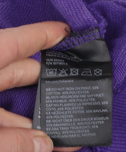 H&M Girls Purple Peanuts Snoopy Graphic Pullover Sweatshirt 11-12 Years